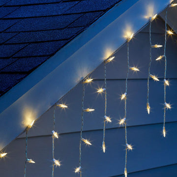 150 LED Warm White Faceted Mini Icicle Lights