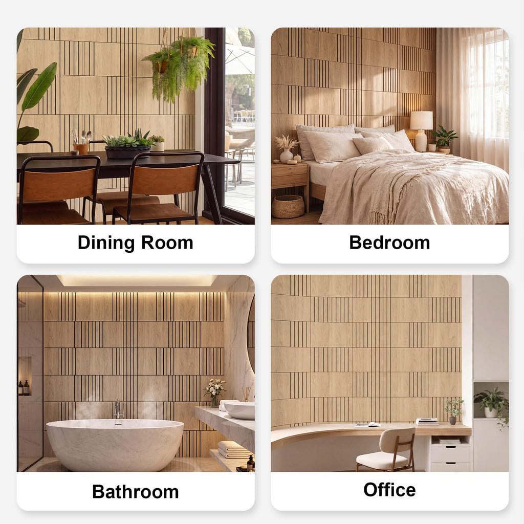 21 Pcs Peel and Stick Wall Panels 3D Wood Slat Oak Wood Fluted