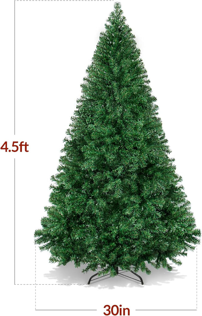 Artificial Christmas Tree, 4.5ft Premium Unlit Pine Design, Dense Branches Realistic Holiday Décor w/Easy Assembly
