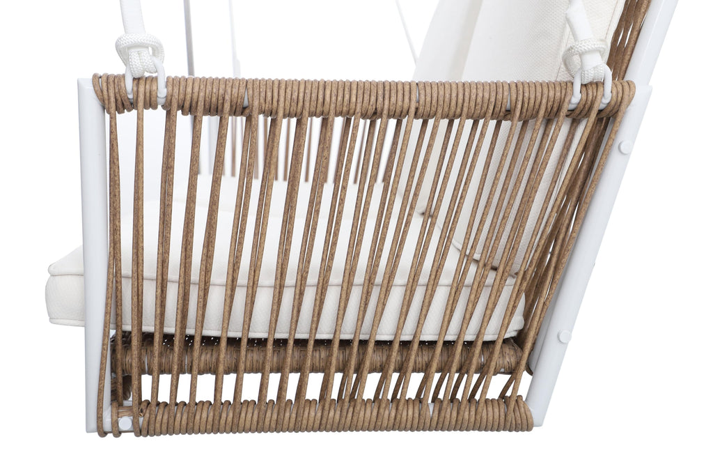 Anderson 4 Foot Wicker Porch Swing with Cushions - Modern Porch Swing with Hanging Ropes Included