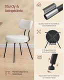 Boucle Dining Chairs Set of 2, Upholstered Kitchen Dining Room Chairs with Curved Backrest and Steel Frame