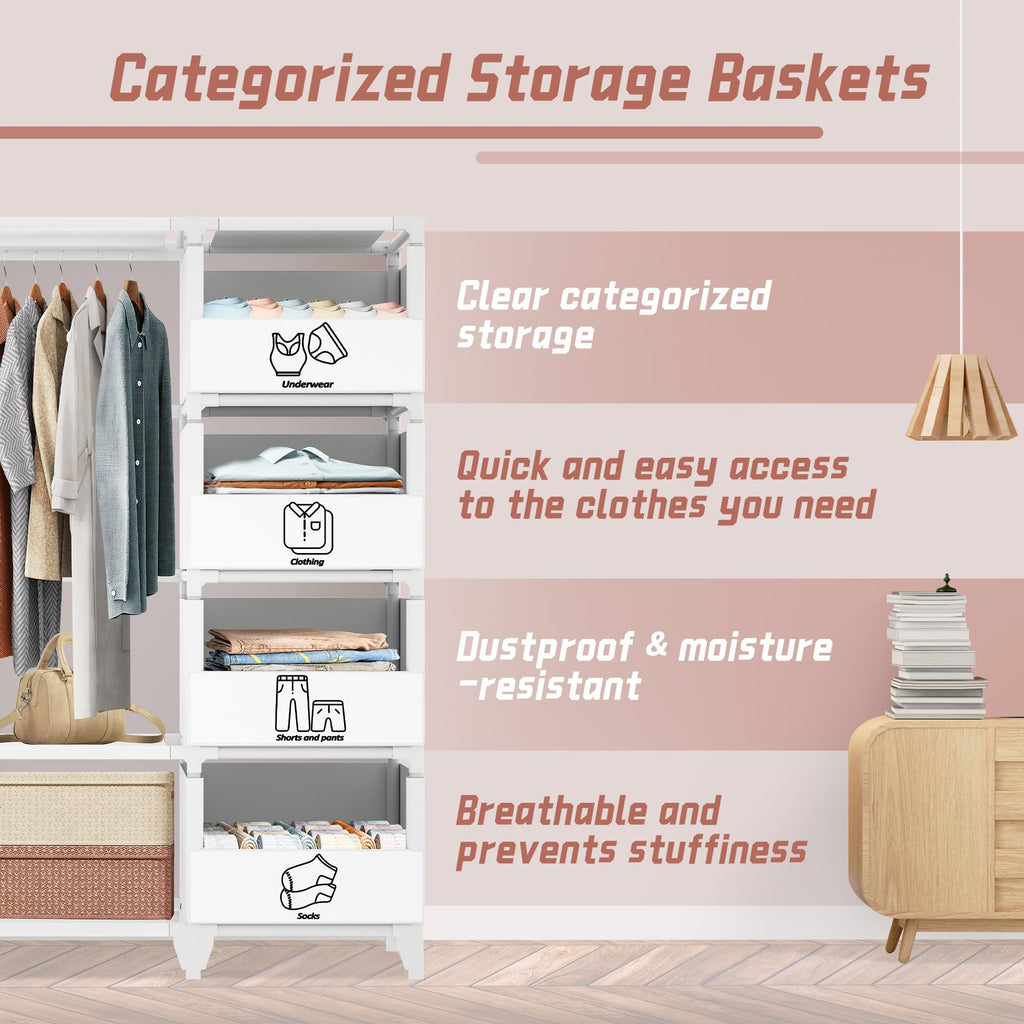 Portable Closet, Easy Assembly, Large Capacity Wardrobe Closet