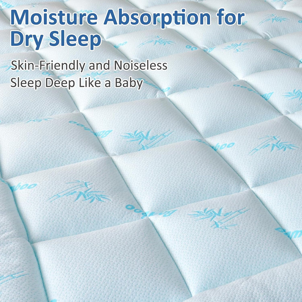 Mattress Topper Queen Size - Cooling Extra Thick Breathable Viscose Made from Bamboo Mattress pad - Soft Quilted