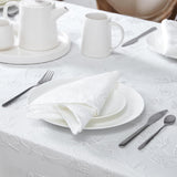 Tablecloth Raised Woven Embroidered Jacquard Fabric, Wrinkle Resistant for Dining, Holiday, Party, W