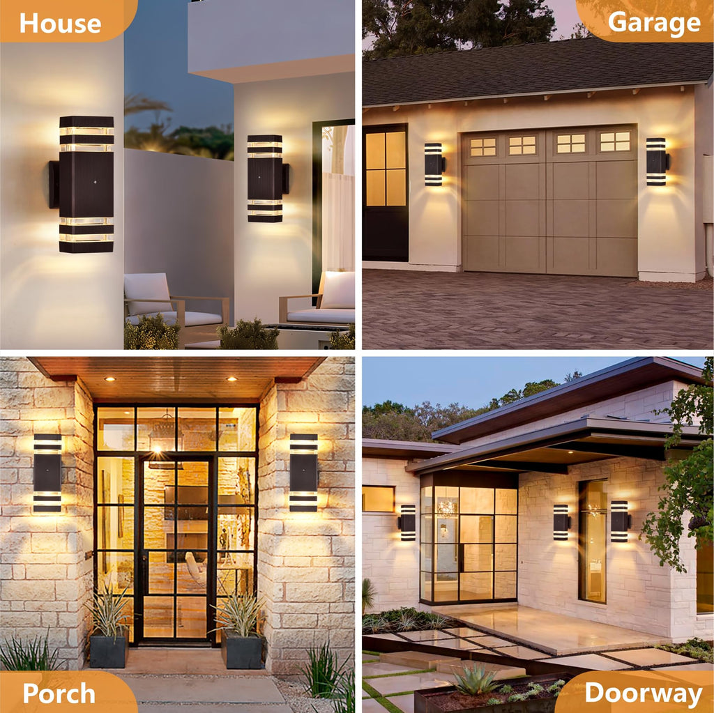 4 Pack Dusk to Dawn Outdoor Lighting, Modern Outdoor Wall Light Fixtures Brown Exterior Lights, Waterproof Aluminum