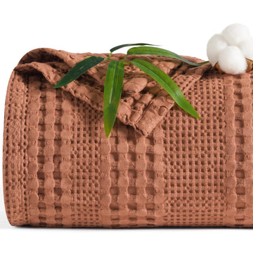 Cooling Waffle Blanket for Hot Sleepers, 110"x96", Terracotta