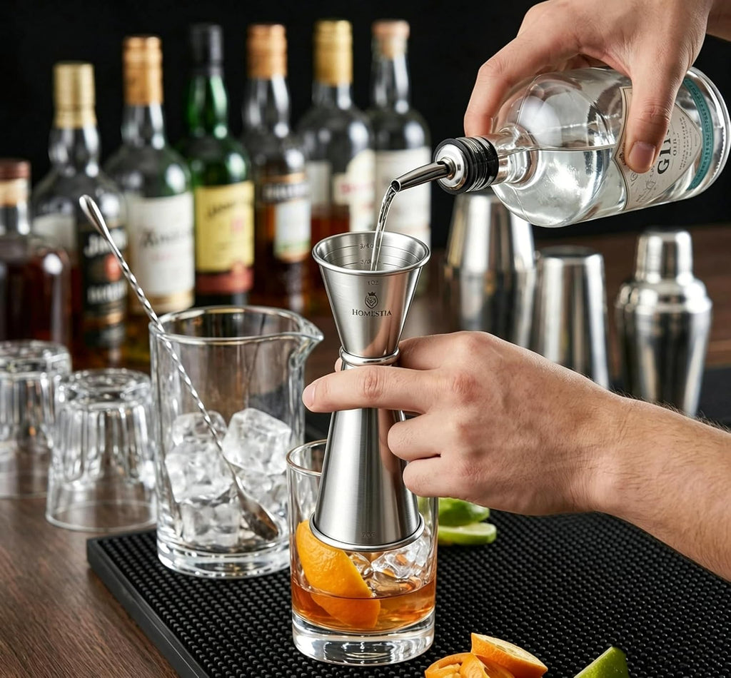 Muddler for Cocktails Set, 12'' Mixing Spoon & Double Jigger - Set of 3