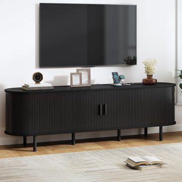 70.8" Mid Century Modern TV Stand with Sliding Doors for 65" TV