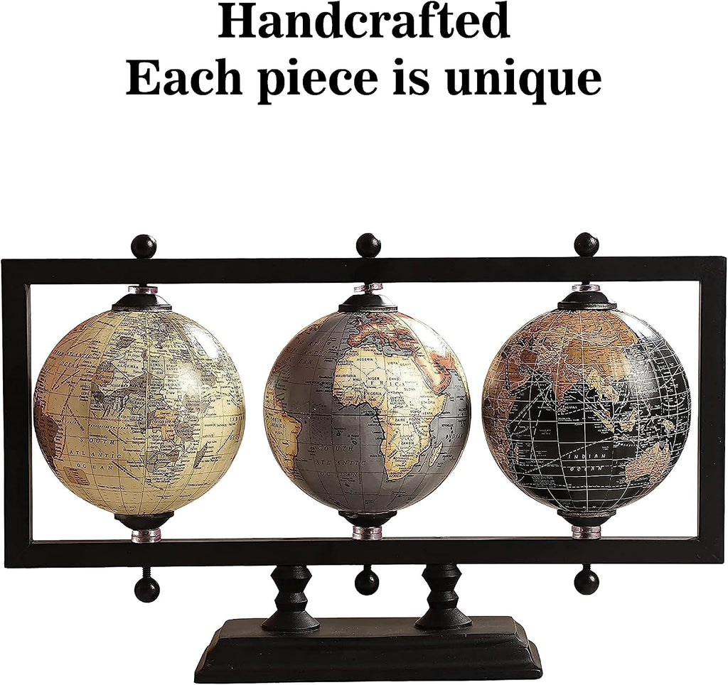 4'' Earth Globe for Desk Elegant Office Decor World Globe Sturdy Metal Stand (NOT PLASTIC!) - Rotating - Set of 3