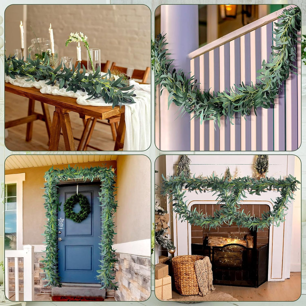 Artificial Leaf Vine Garland Olive Green Vine, 10 Ft - Set of 2