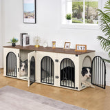 71" Dog Crate Furniture for 2 Dogs, Heavy Duty Indoor Dog Kennel TV Stand