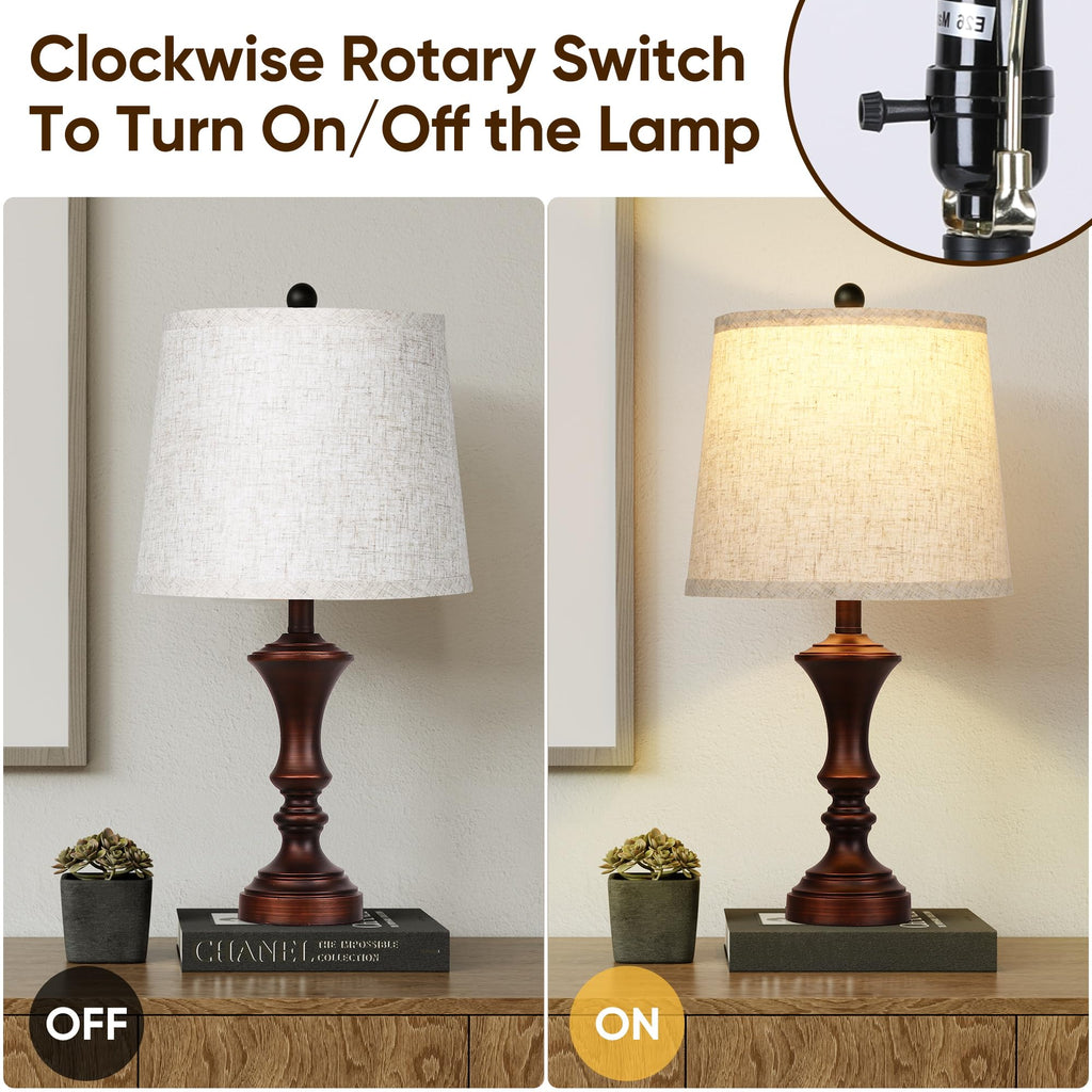 Retro Table Lamps Set of 2 Nightstand Lamp Vintage Rustic Table Lamps Traditional Nightstand Bedside Lamps Bulb NOT