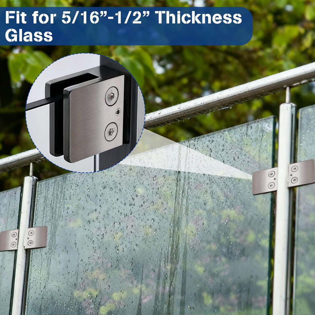 8Pcs Railing Glass Clamps, 1.8" Square Balustrade Clamp