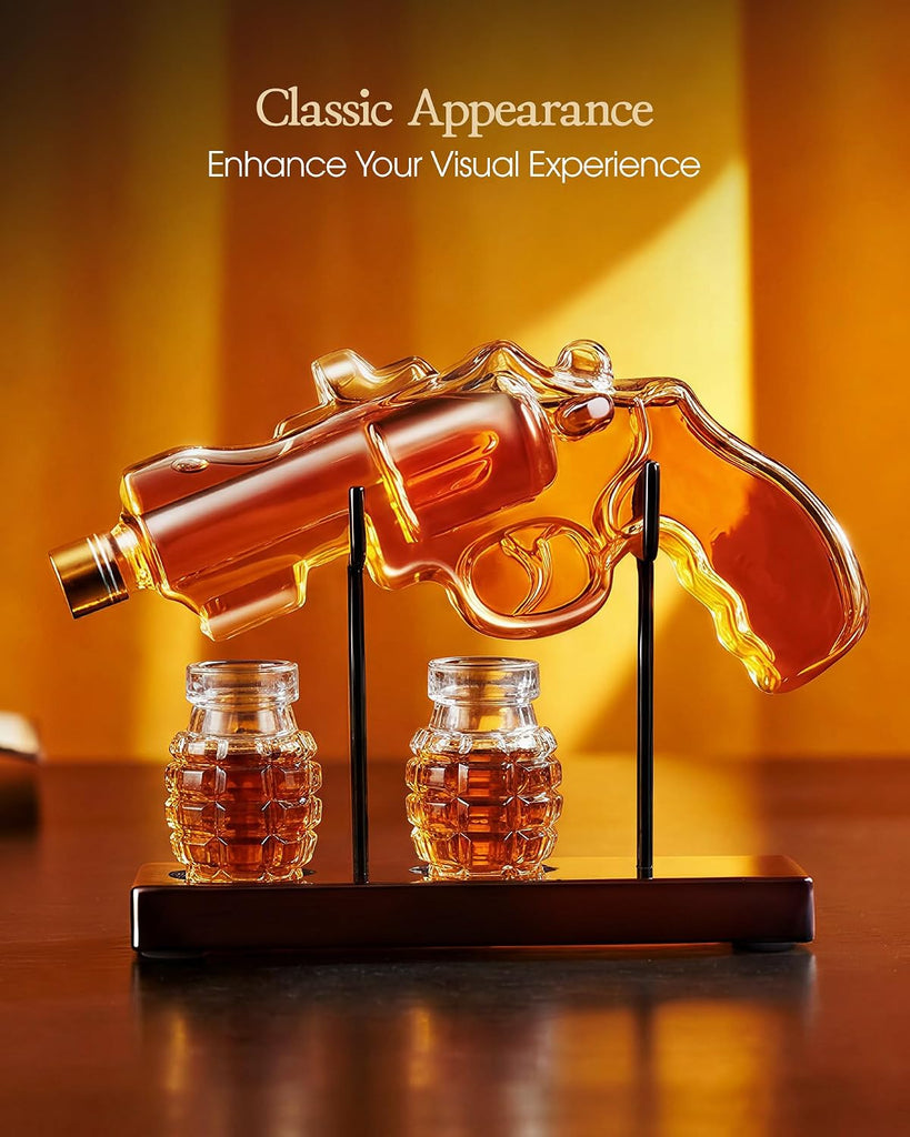 Birthday Gifts for Men Dad, Gun Whiskey Decanter Set with Shot Glass, Cool Anniversary Ideas for Him Husband Brother