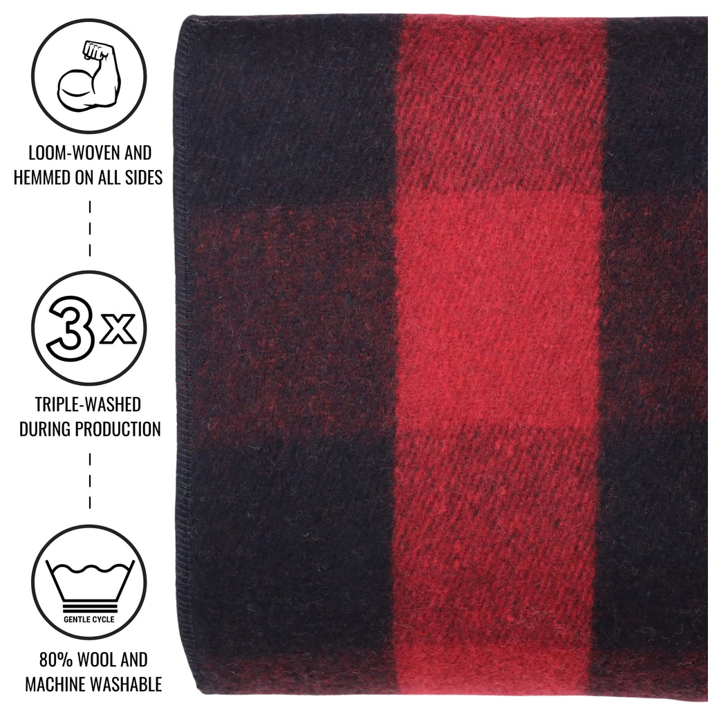 Backwoods Military Wool Blanket (Red Buffalo, Twin)