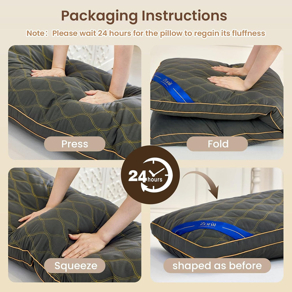 Long Body Pillow for Adults, Gold Thread Quilted Gourd Pattern Cover, Soft Durable Adjustable Shredded Memory Foam