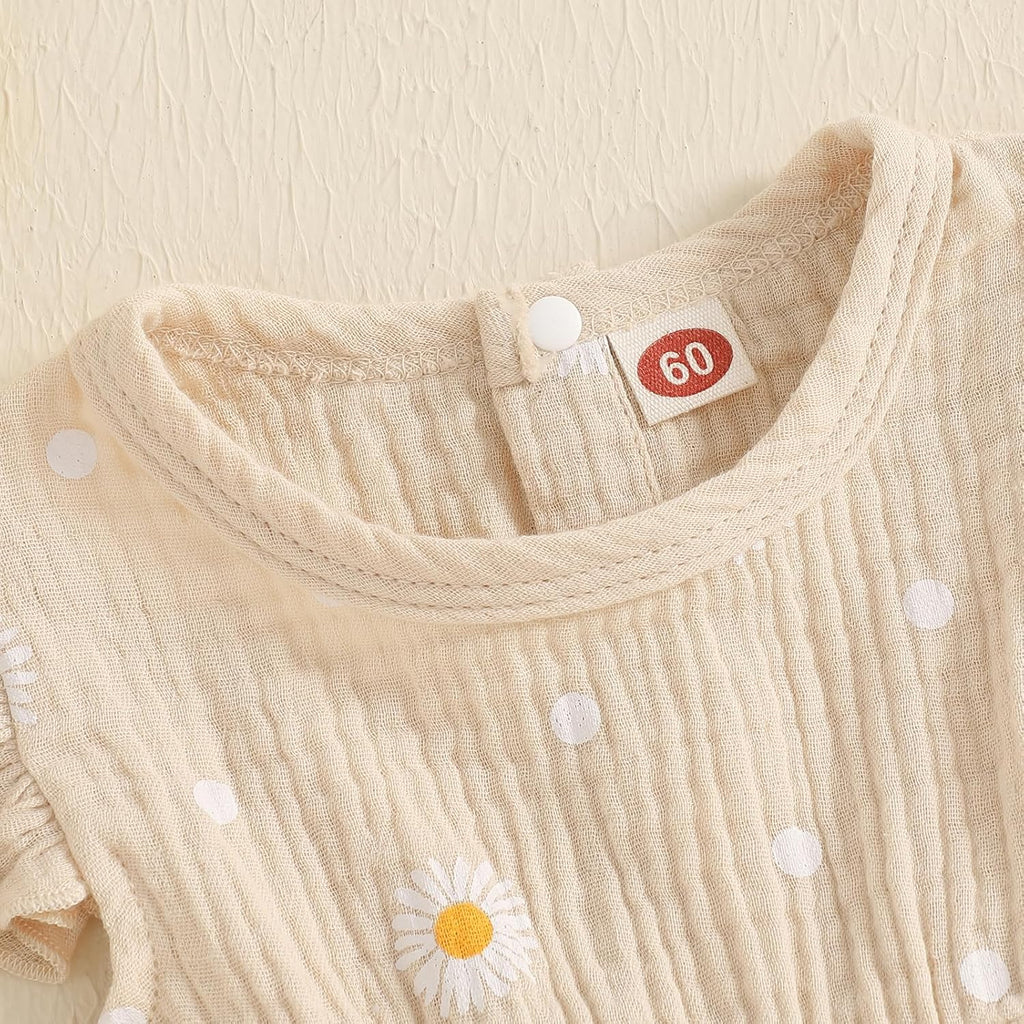 Infant Baby Girl Clothes Outfits Daisy Print Ruffle Sleeve Shirt Top Shorts