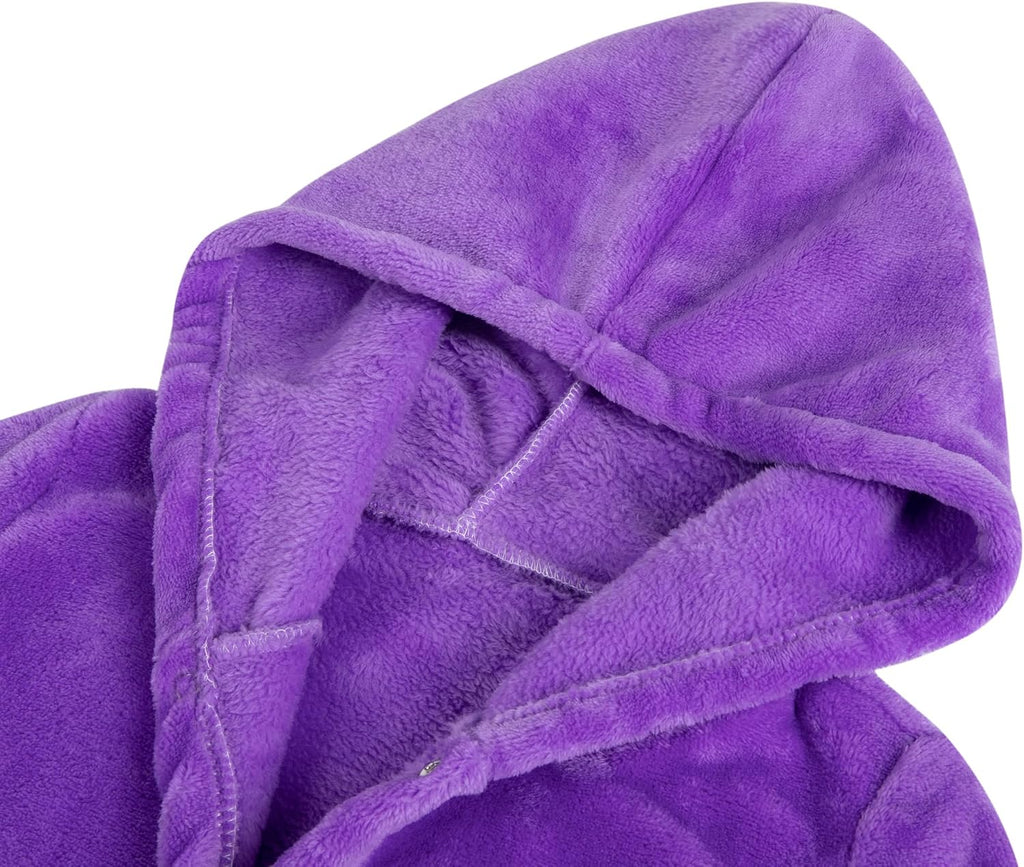 Kids Toddler Cartoon Hooded Plush Robe Animal Pajamas Fleece Bathrobe Children Sleepwear