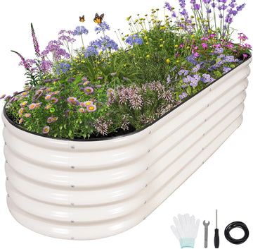 Galvanized Raised Garden Bed Outdoor- 6x2x1.4FT Planter Box, White | Metal Raised Beds for Gardening, Steel Raised
