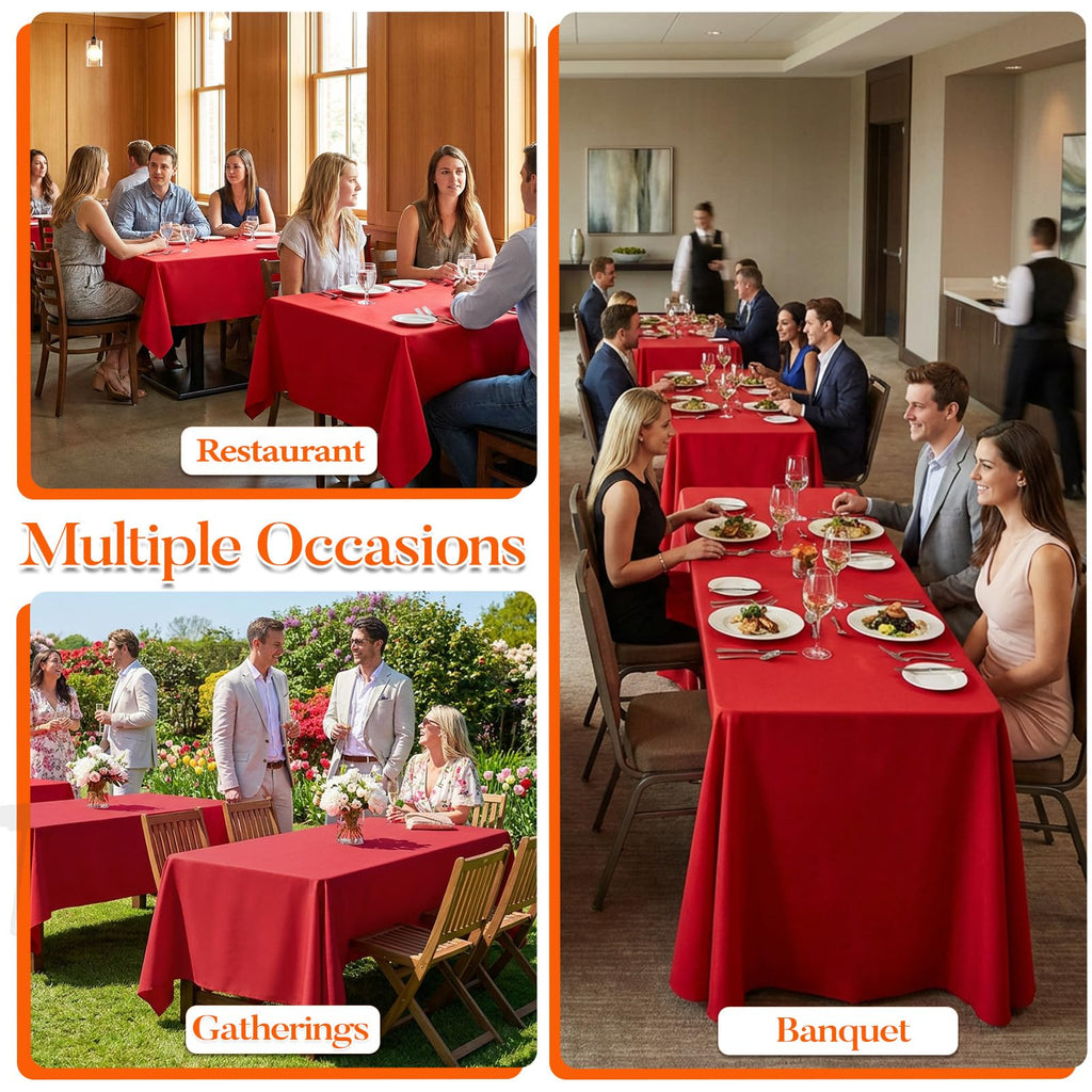 10 Pack Red Tablecloth 60 x 102 Inch for 6 Foot Rectangle Tables