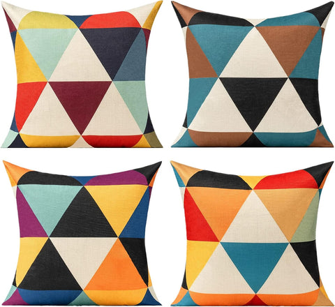 Outdoor Throw Pillow Covers 18x18 Set of 4 Boho Colorful Fun Mid Century Modern Home Décor Summer Fall Cushion Cases