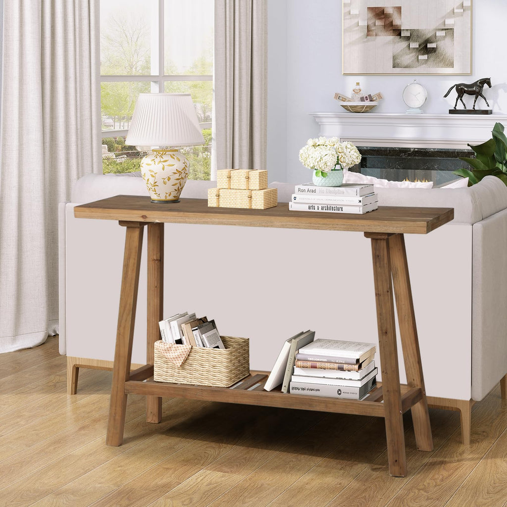 Reclaimed Solid Wood Console Table, 43.3" Farmhouse Entryway Table