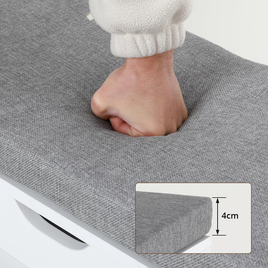Shoe Storage Bench with 3-Tier Flip Drawer & Padded Cushion, Shoe Rack Bench with Flip-Open Storage Box, Shoe Storage