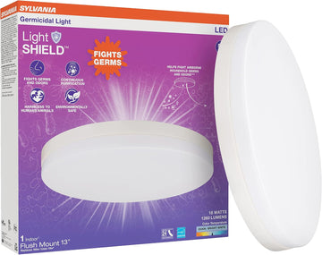 Sylvania 13" Flush Mount Light Fixture with LightSHIELD Technology, Germicidal, 18W=100W, 1260 Lumens, Dimmable