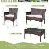 Greesum Patio Furniture 4 Pieces Conversation Sets Outdoor Wicker Rattan Chairs Garden Backyard Balcony Porch Poolside