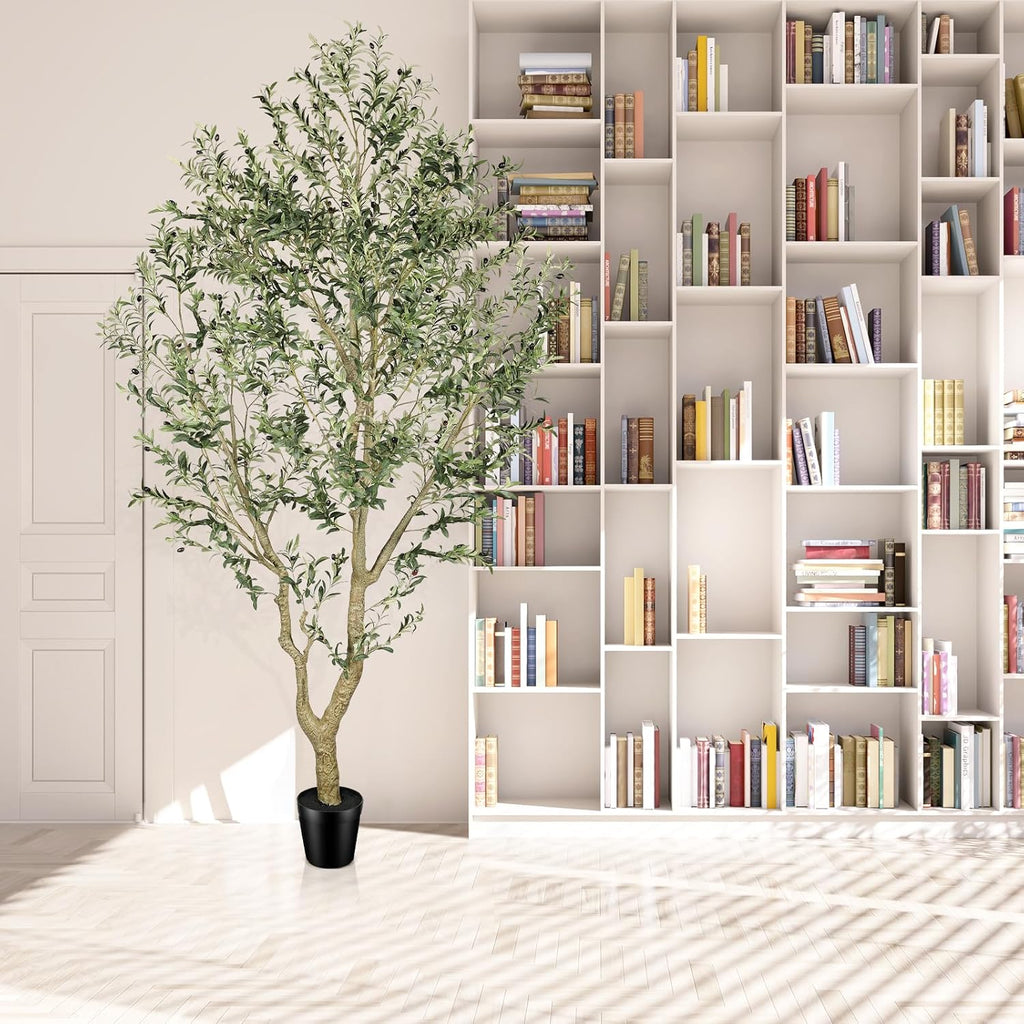 Tall Faux Olive Tree 9ft with Lifelike Leaves & Textured Branches