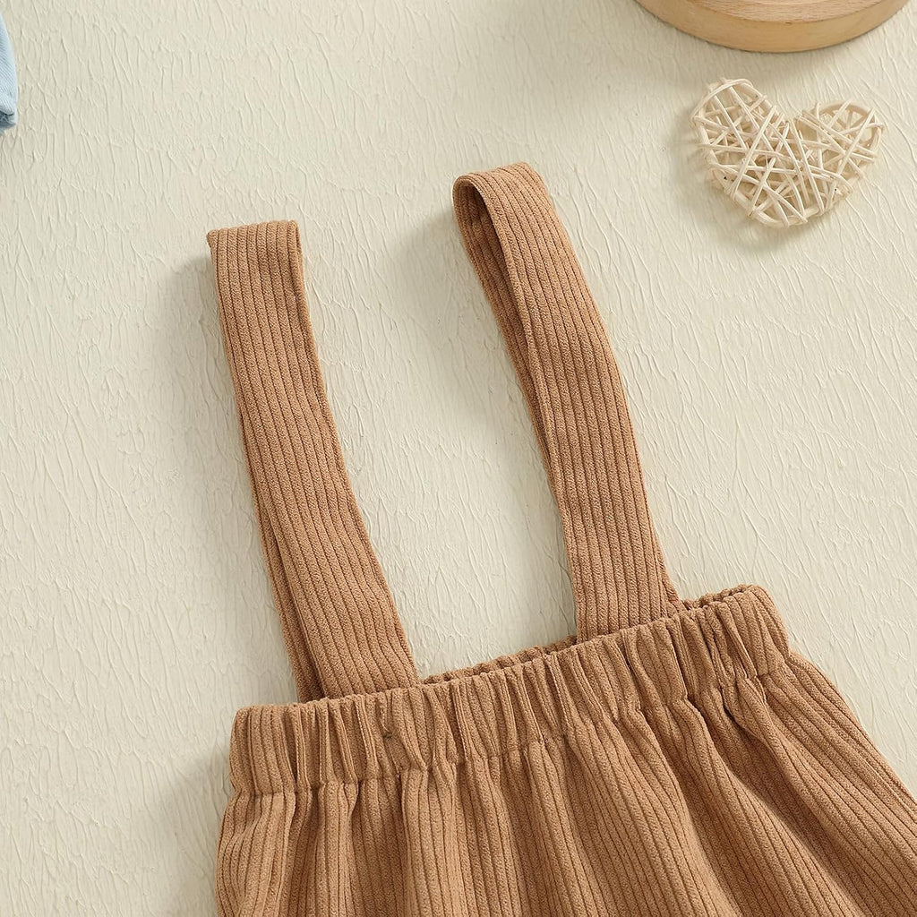 Newborn Baby Boy Fall Outfit Formal Long Sleeve Romper Bow Tie Corduroy Overalls Suspender Pants Set Suit Clothes