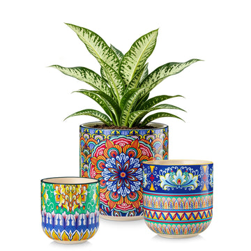 Ceramic Plant Pots, 4+5+6 inches, Set of 3, Planters with Drainage Hole, Flower Pots Planters Pots for Indoor Plants