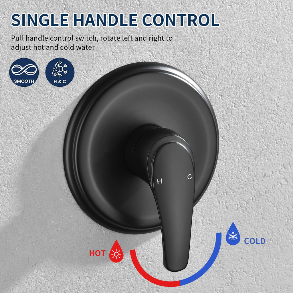 Matte Black Shower Faucet Set Complete Shower Kit Shower Systems Dual Shower Head and Handheld 2 in 1 Combo Set