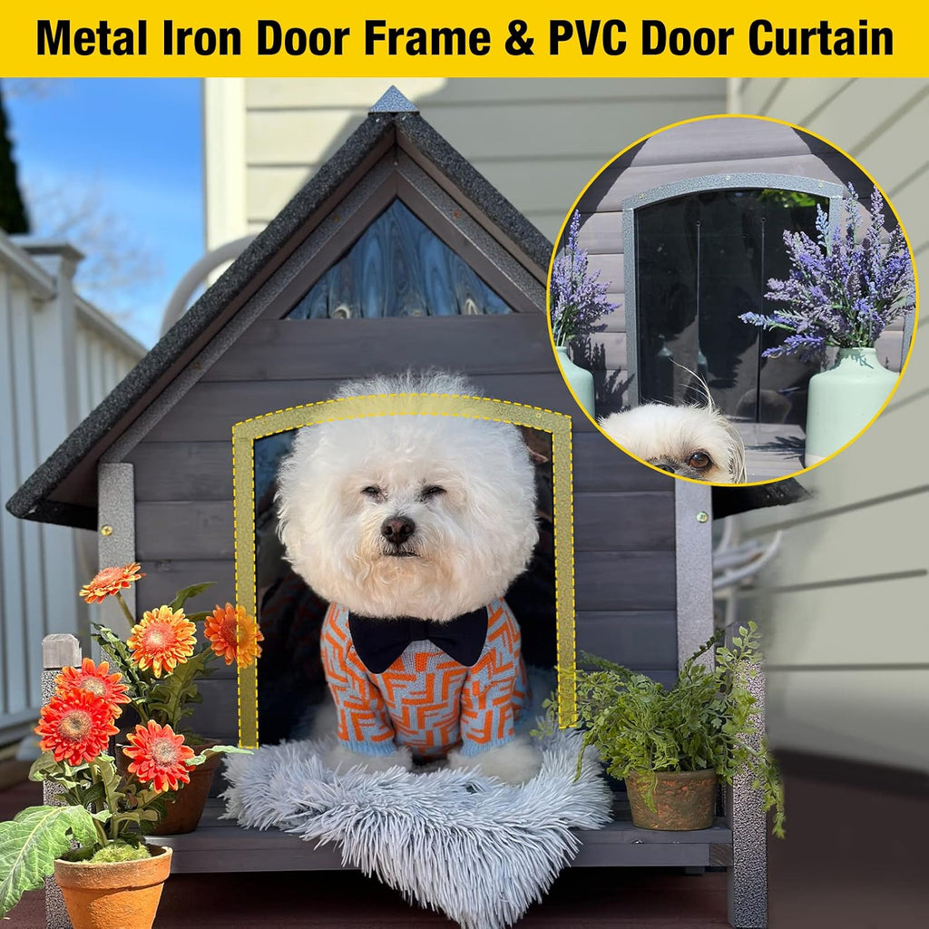 Dog House Outdoor Anti-Chewing Midum Dog Log Cabin Weatherproof Outside Puppy Cage Indoor Dog Kennel