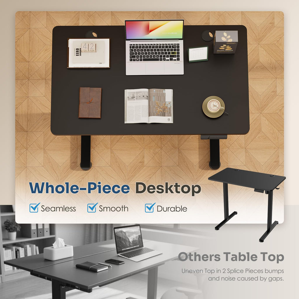 35"x20" Small Electric Standing Desk, Whole Piece Desktop, Black