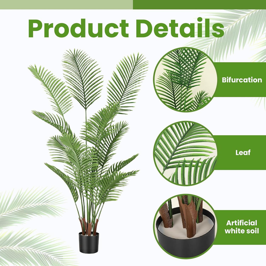 Artificial Palm Trees, 6FT Tall Faux Tree and Outdoor, Artificial Plants with Basic Planter, Suitable, Porch Outside