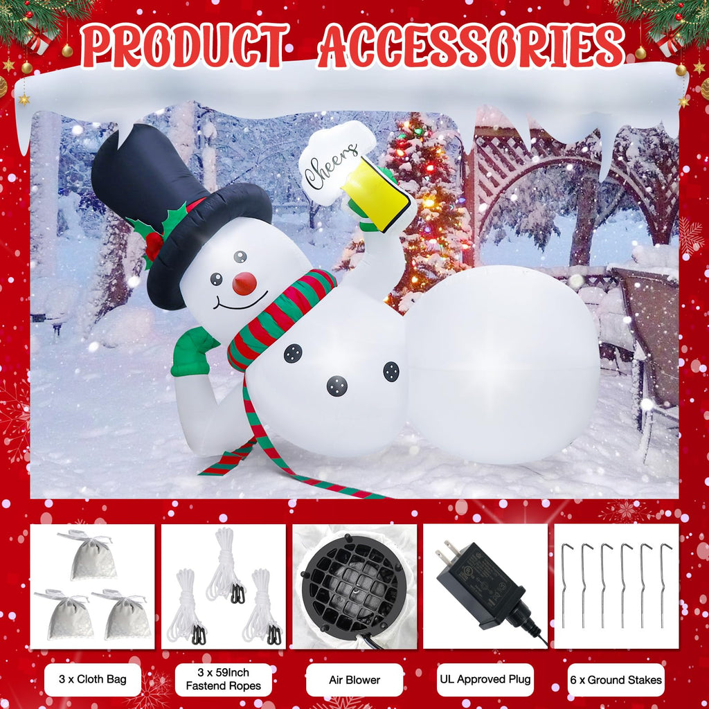 10FT Christmas Inflatables Outdoor Decorations, Blow Up Yard Decorations with LED Lights, Lounging Lying Inflatable