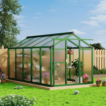 6x10 FT Greenhouse - Large Aluminum Greenhouses for Outdoors | Easy Assembly Polycarbonate Greenhouse with Roof Vent
