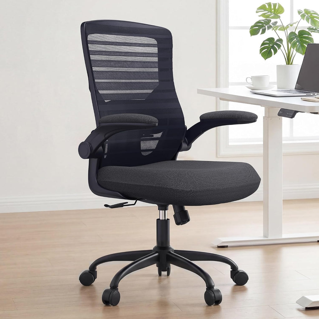 Office Desk Chair for Long Hours & Lower Back Pain Relief - 4" Thick Molded Foam Cushion, Enhanced Lumbar Support