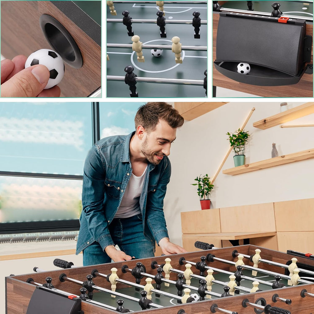 Foldable Multi Game Table, 4-in-1 Combo Game Table Set with Ping Pong, Hockey, Pool Billiards and Foosball for