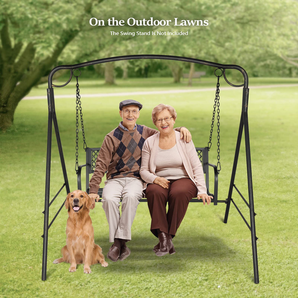 Heavy Duty Metal Porch Swing, 660 LBS Swing Bench, Gridback