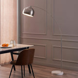 Arquer 68.1" Arc Floor Lamps, Home Offices, Dining Rooms, Bedrooms with Faux White Marble Base and Nickel Bell Shade
