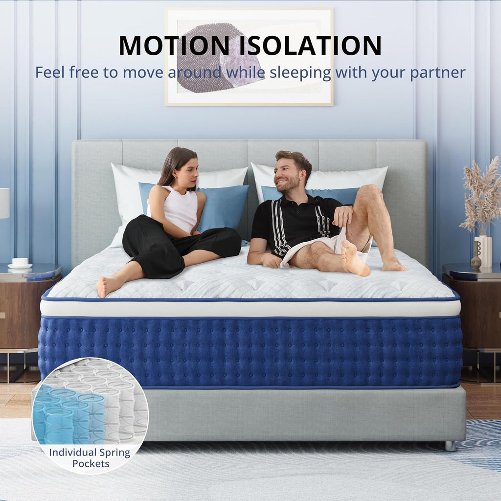 King-Size Hybrid Mattress 14 Inch King Mattress in a Box | Pocket Springs for Motion Isolation & Pressure Relief