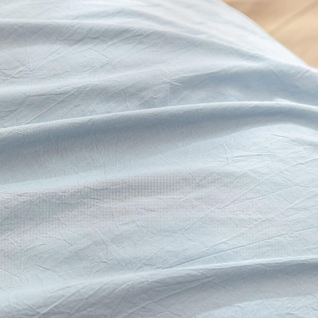 Cotton Solid Duvet Cover Set Linen Feel Cornflower Blue King | Washed Cotton, Linen Feel, Soft Wrinkle Texture