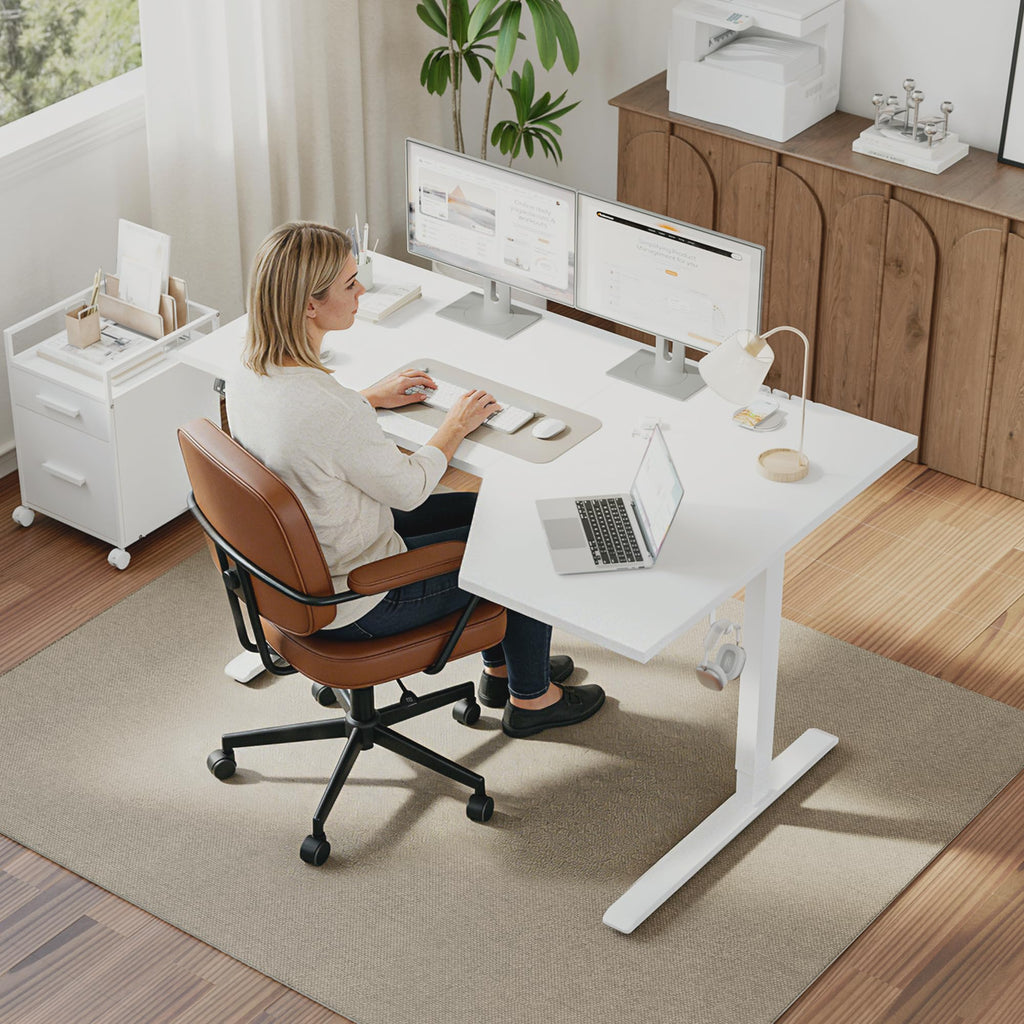 L Shaped Standing Desk, 63 Inch Corner Desk, White