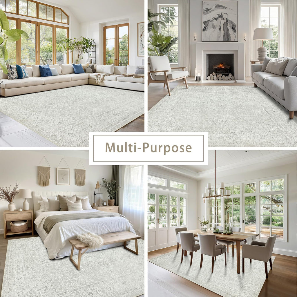 5x7 Washable Area Rugs (Concrete Grey)