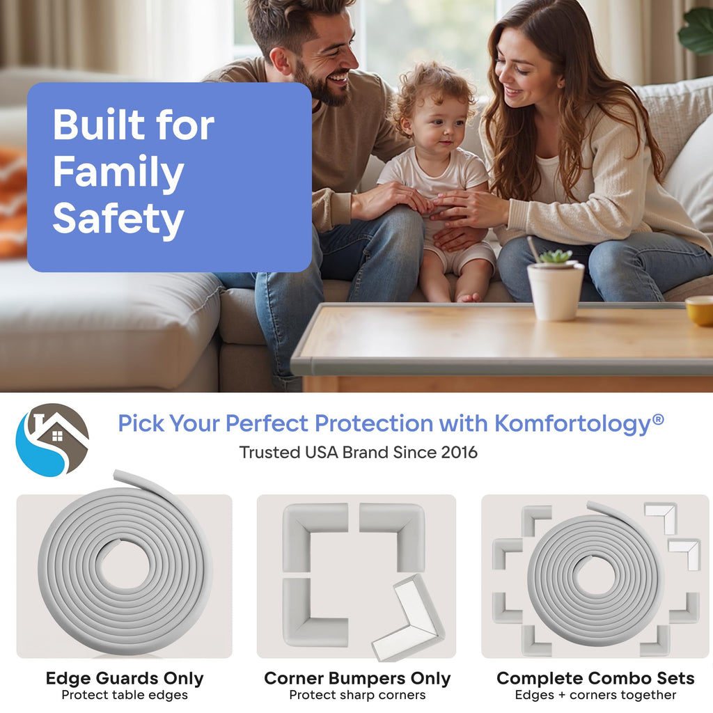 Proofing Edge Guard for Child Safety 18ft,8 Corners, Grey