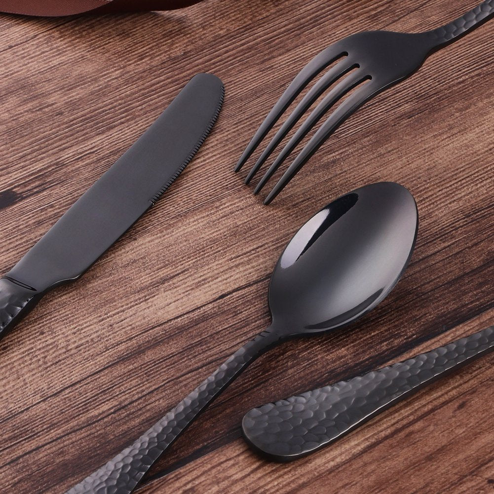 20-Piece Black Flatware Silverware Set, Stainless Steel Cutlery Sets, Multipurpose Use, Restaurant, Hotel Tableware