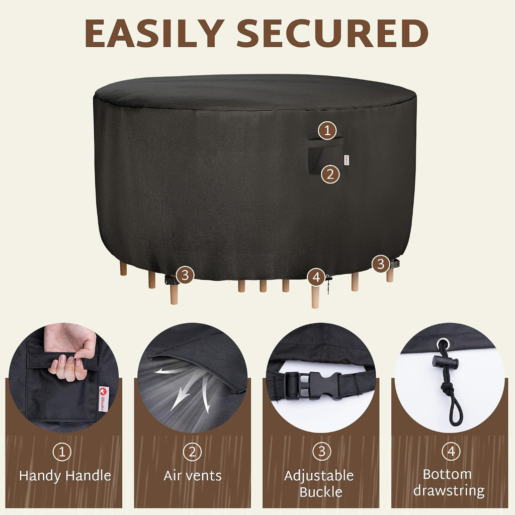 Outdoor Round Table Cover 70 x 34 inch, 6 ft, Waterproof, 600D | fit 70, 68, 66 Diameter, Weatherproof, Heavy Duty