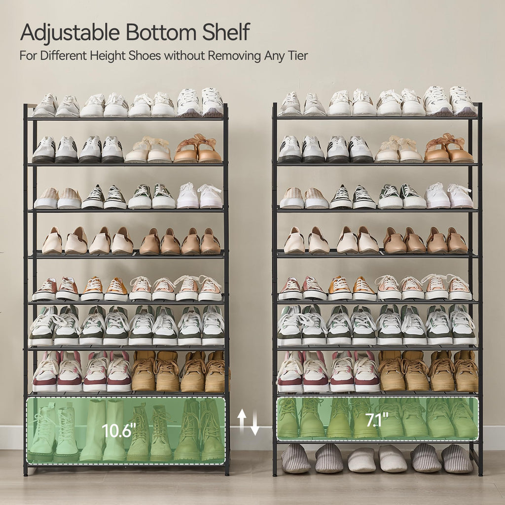 Shoe Rack for Closet, Metal Shoe Organizer, 8 Tier Garage Shoe Rack Max Holds 40 Pairs, Shoe Storage shelf, Entryway